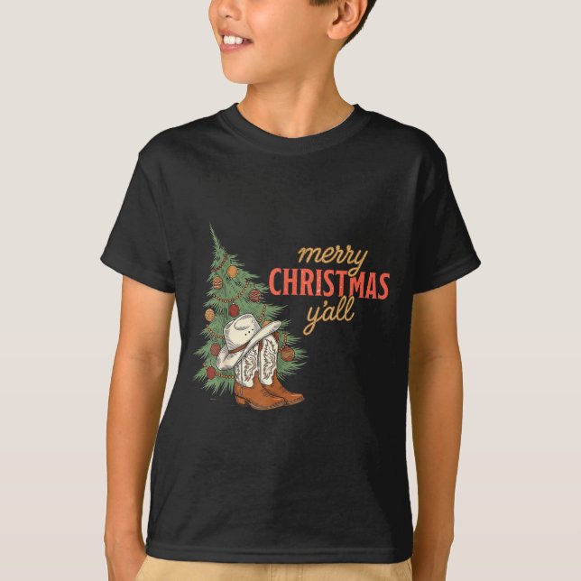 Camiseta Merry Christmas Y’all Western Cowboy Holiday Men W (Anverso)