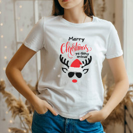 Camiseta Merry Christmas Ya Filthy Animal Funny Reindeer