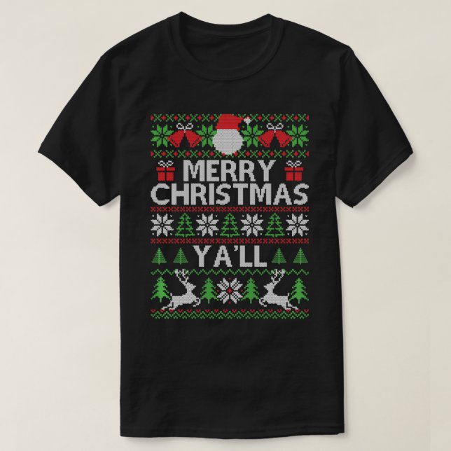 Camiseta Merry Christmas Ya'll Southerner Holiday Gift Ugly (Diseño del anverso)