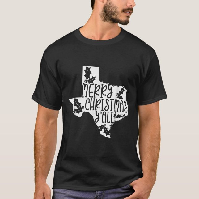 Camiseta Merry Christmas Yall Texas Mistletoe White Graphic (Anverso)