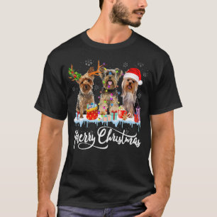 Camiseta Merry Christmas Yorkshire Terrier Santa Reindeer L