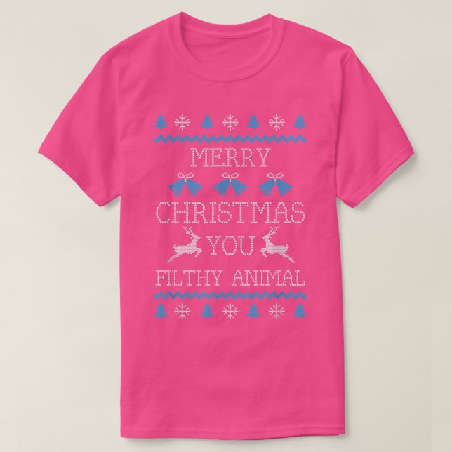 Camiseta Merry Christmas You Filthy Animal  (Diseño del anverso)