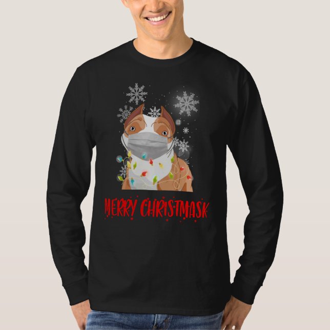 Camiseta Merry Christmask 2020 Merry Dogmask Pitbull (Anverso)