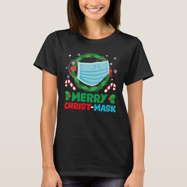 Camiseta Merry Christmask Navidades graciosos Pajama para f (Anverso)