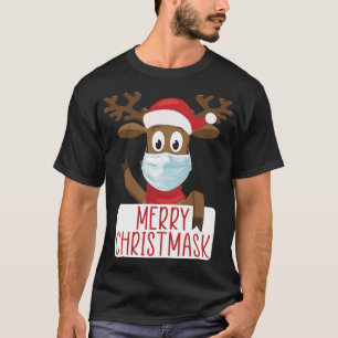 Camiseta Merry Christmask Reindeer Face Mask Funny Christma