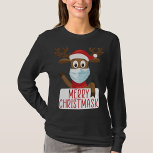 Camiseta Merry Christmask Reindeer Face Mask Funny Christma