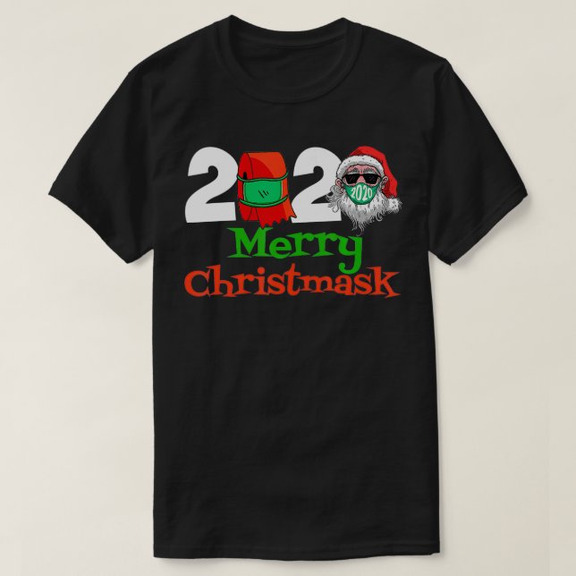 Camiseta Merry Christmask Santa Wearing Face Mask Navidades (Diseño del anverso)