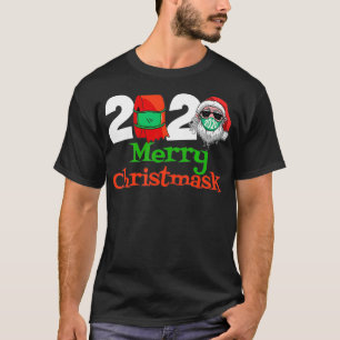 Camiseta Merry Christmask Santa Wearing Face Mask Navidades