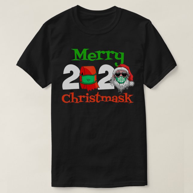 Camiseta Merry Christmask Santa Wearing Face Mask Navidades (Diseño del anverso)