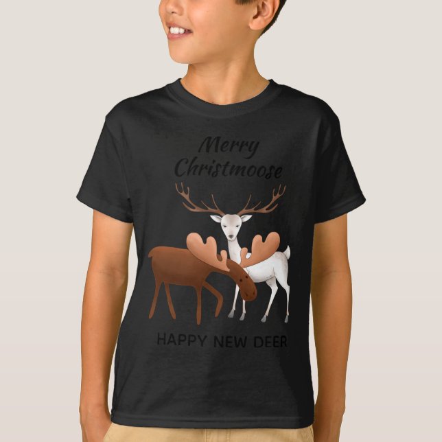 Camiseta Merry Christmoose Happy New Deer T Shirt  (Anverso)