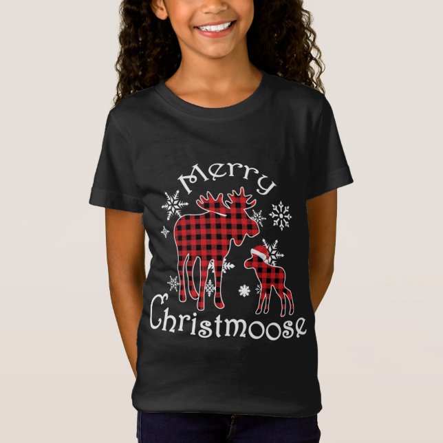 Camiseta Merry Christmoose Moose Buffalo Red Plaid Christma (Anverso)