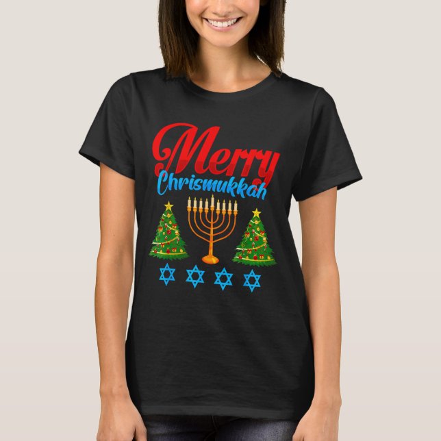 Camiseta Merry Christmukkah Jewish Xmas Christmas Hanukkah  (Anverso)