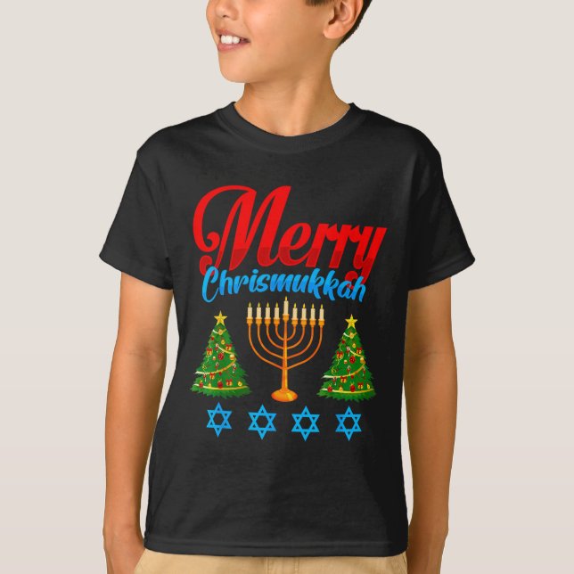 Camiseta Merry Christmukkah Jewish Xmas Christmas Hanukkah  (Anverso)