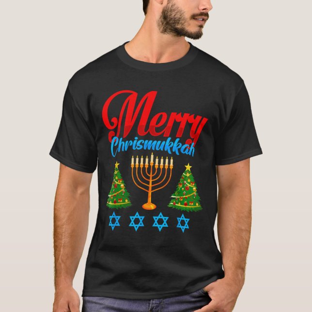 Camiseta Merry Christmukkah Jewish Xmas Christmas Hanukkah  (Anverso)