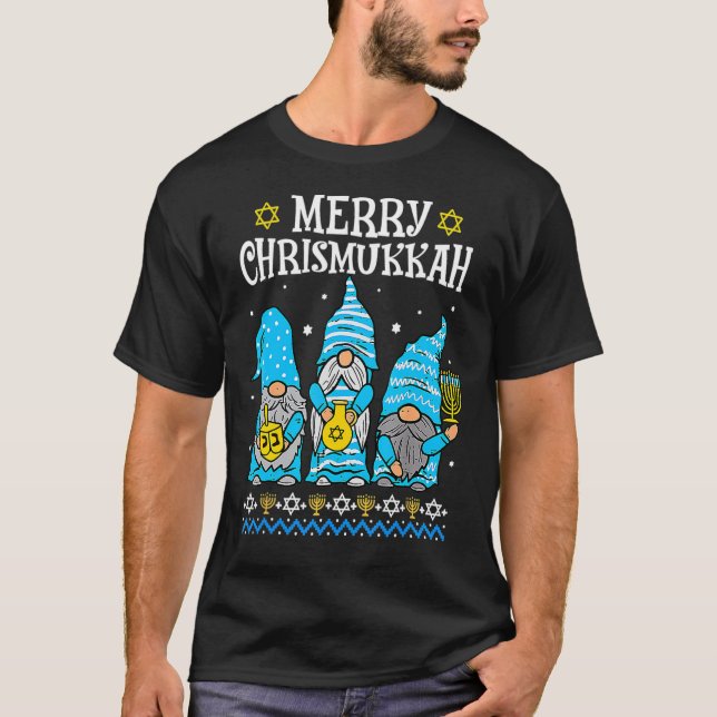 Camiseta Merry Christmukkah With Gnome Christmas Hanukkah G (Anverso)