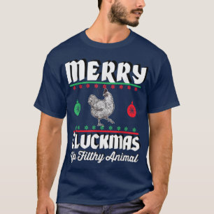 Camiseta Merry Cluckmas Funny Chickens Navidades Retro Vint