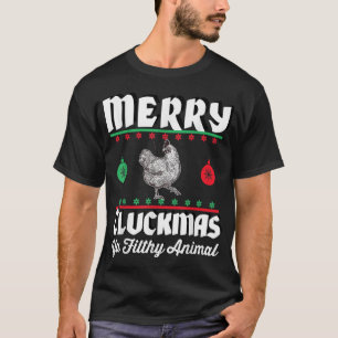 Camiseta Merry Cluckmas Funny Chickens Navidades Retro Vint