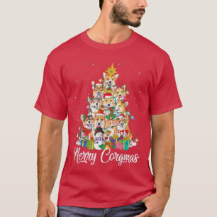Camiseta Merry Corgmas Corgi Árbol de Navidad Las luces de 