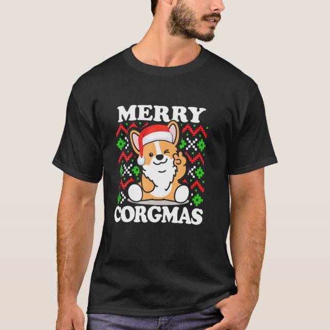 Camiseta Merry Corgmas Funny Corgi Dog (Anverso)