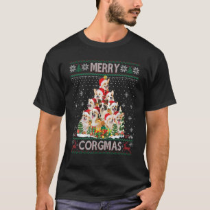 Camiseta Merry Corgmas Suave Feo Corgi Árbol de Navidad D