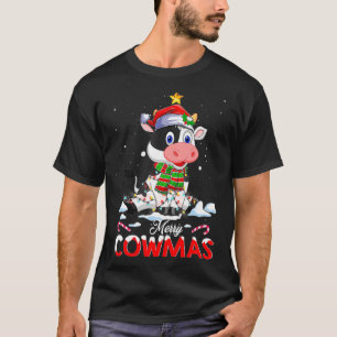 Camiseta Merry Cowmas Navidades de Cow Santa Hat Xma
