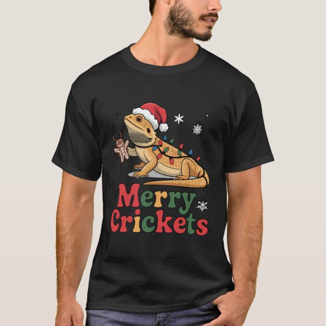 Camiseta Merry Crickets Lizard Christmas Lights (Anverso)