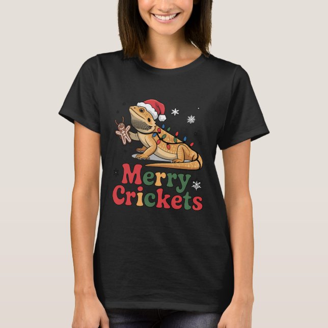 Camiseta Merry Crickets Lizard Christmas Lights (Anverso)