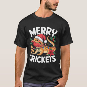 Camiseta ¡Merry Crickets! Pun Navidad Dragon con barba