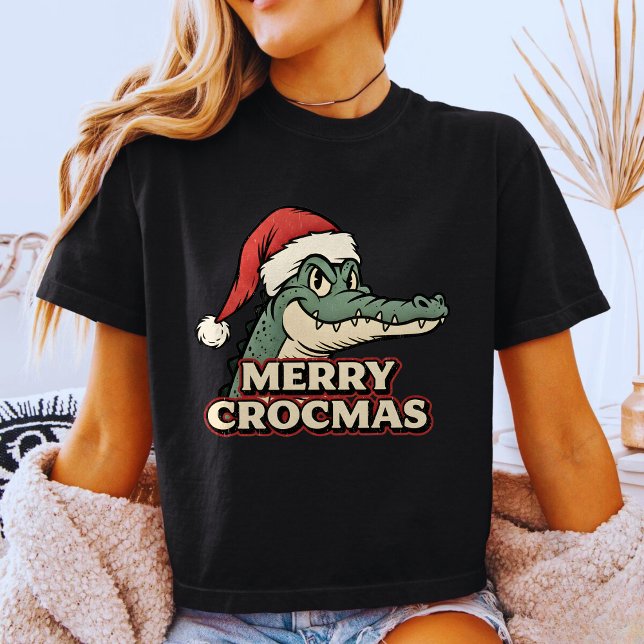 Camiseta Merry Crocmas – Retro Vintage Santa Crocodile Xmas (Subido por el creador)