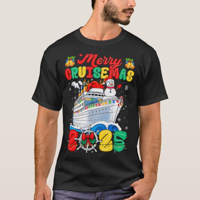 Camiseta Merry Cruisemas 2025 Christmas Santa Groovy Cruise (Anverso)