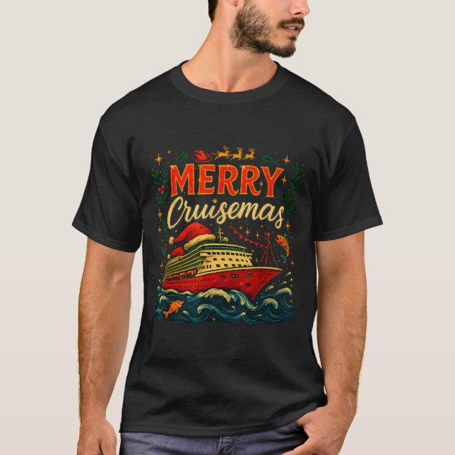 Camiseta Merry Cruisemas Funny Christmas Cruise Vacation  (Anverso)