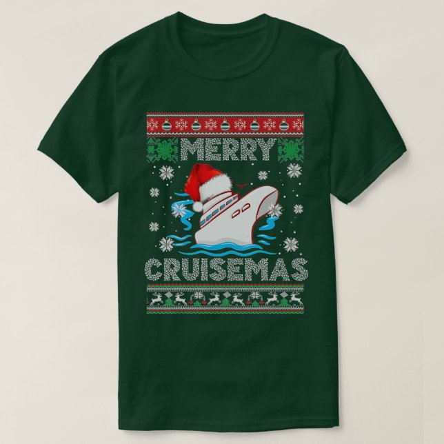 Camiseta Merry Cruisemas Funny Cruise Ship Family Ugly Chri (Diseño del anverso)