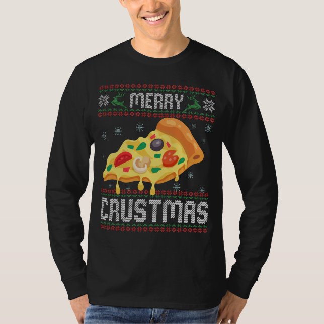 Camiseta Merry Crustmas Navidades divertidos Pizza Sudadera (Anverso)