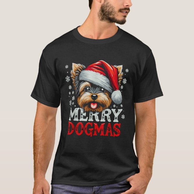 Camiseta Merry Dogmas Christmas Yorkshire Terrier Dog Santa (Anverso)