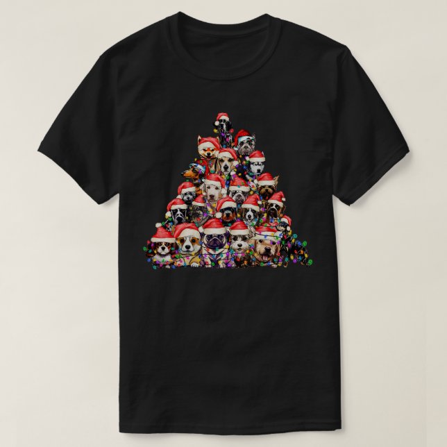 Camiseta Merry Dogmas Cute Cuppies Árbol de Navidad Perro g (Diseño del anverso)