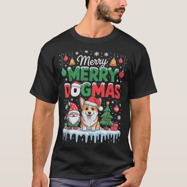 Camiseta Merry Dogmas Funny Dog Santa Hat Christmas Xmas  (Anverso)