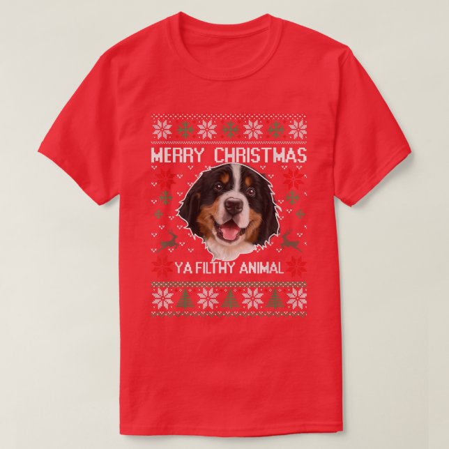 Camiseta Merry Dogmas Navidades Pastores Australianos Ugl (Diseño del anverso)