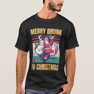 Camiseta Merry Drunk I M Navidades Bebiendo Retro De Vino