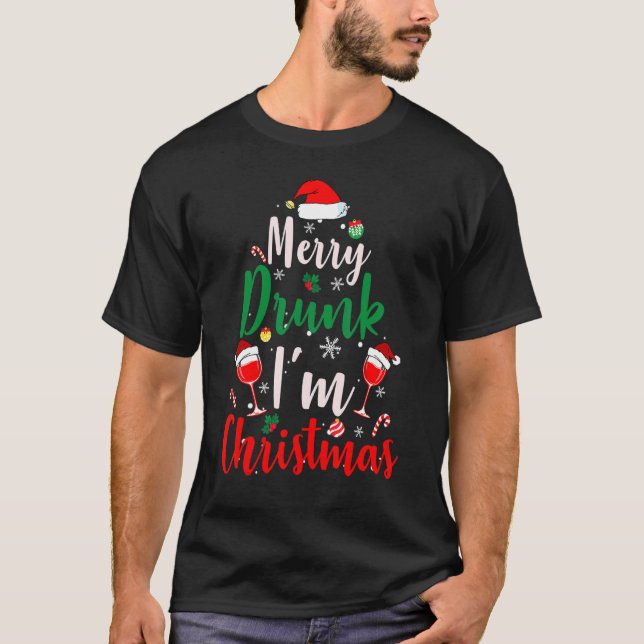 Camiseta Merry Drunk I'm Christmas  Santa Joke Xmas Beer (Anverso)
