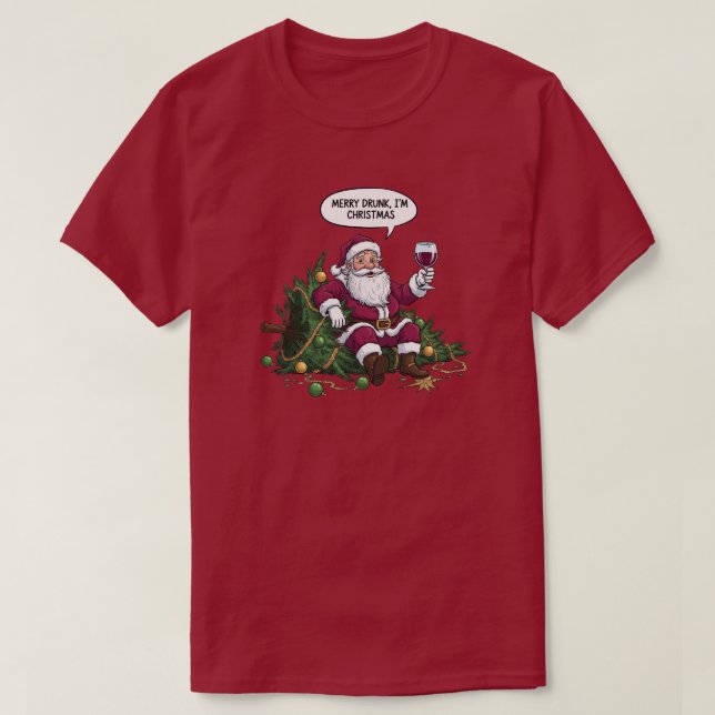 Camiseta Merry Drunk Santa Christmas (Diseño del anverso)