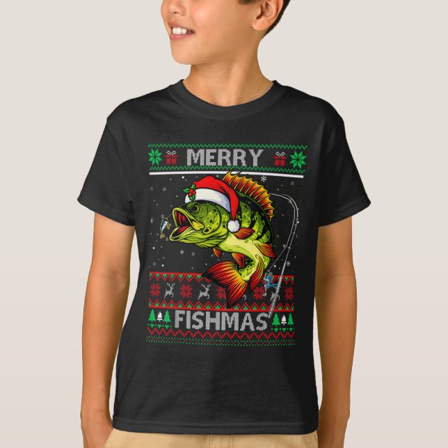 Camiseta Merry Fishmas B Fish Fishing Christmas Ugly Xmas  (Anverso)