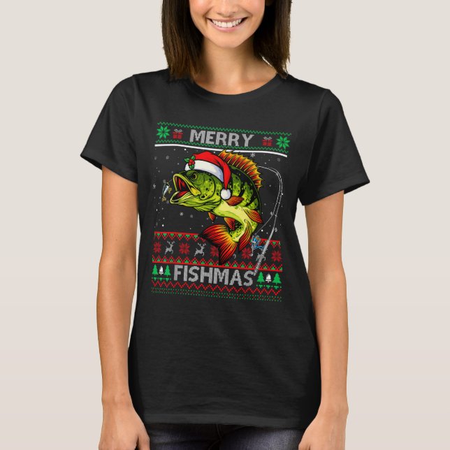Camiseta Merry Fishmas B Fish Fishing Christmas Ugly Xmas  (Anverso)