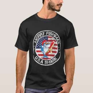 Camiseta Merry Fishmas Bandera de Estados Unidos Gran Tibur
