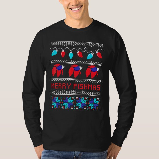 Camiseta Merry Fishmas Betta Fish Ugly Xmas (Anverso)