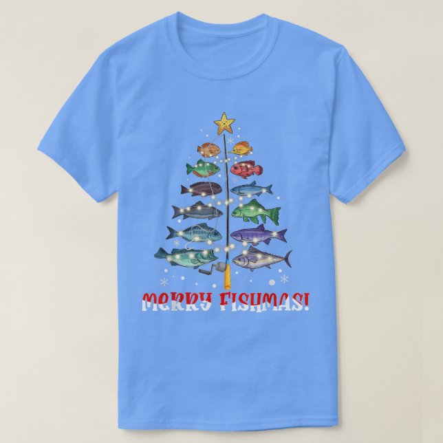 Camiseta Merry Fishmas Christmas Tree Merry Xmas Fishing Lo (Diseño del anverso)