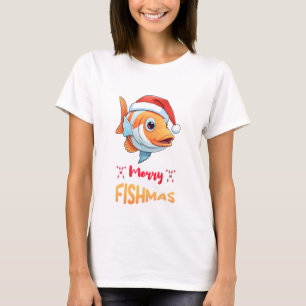 Camiseta Merry Fishmas Cute Pet Lover Sea Santa Fish