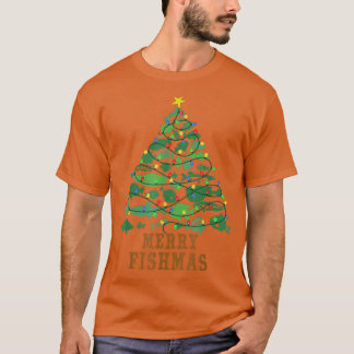 Camiseta Merry Fishmas Divertido Árbol de Navidad Ilumina F