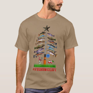 Camiseta Merry Fishmas Divertido Árbol de Navidad Ilumina F