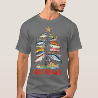 Camiseta Merry Fishmas Divertido Árbol de Navidad Ilumina F