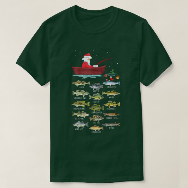 Camiseta Merry Fishmas Divertido pescando luces de árbol de (Diseño del anverso)
